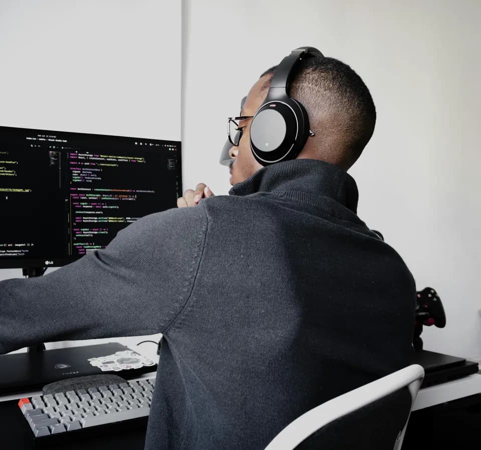 An engineer at work on a production system